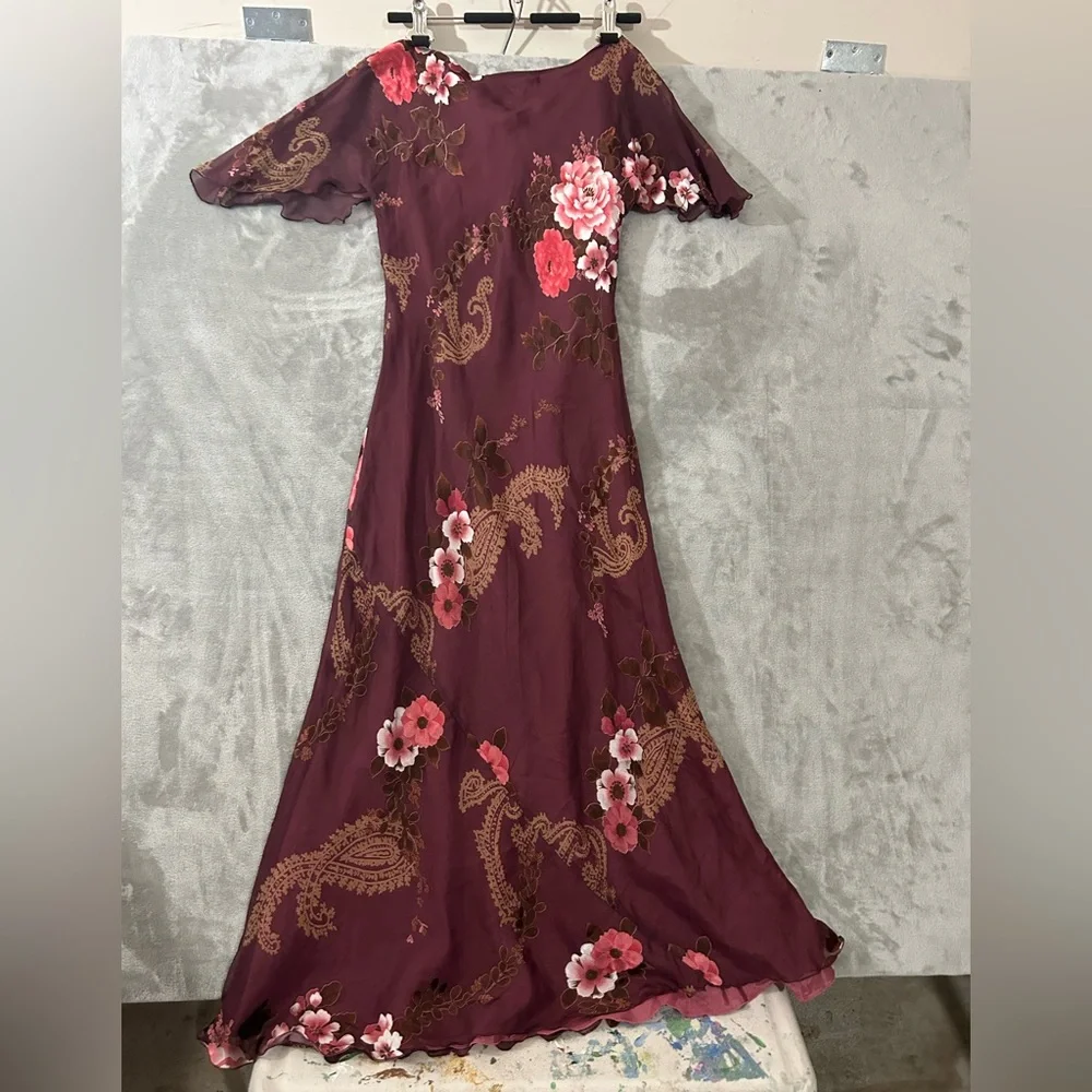 Monsoon y2k baby doll bust line silk floral maxi dress - Picture 12 of 16